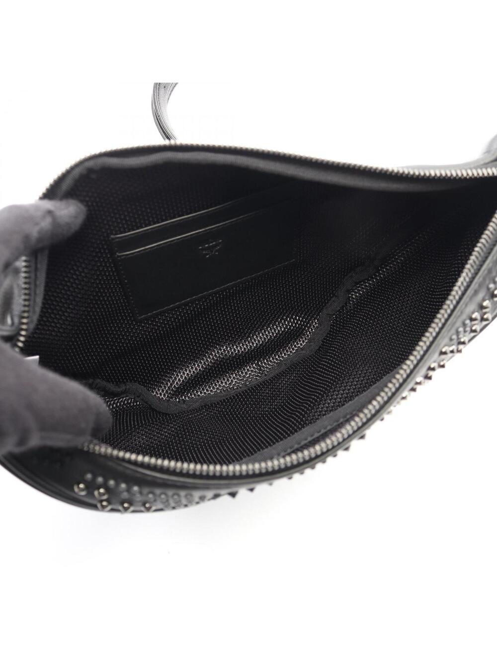Mcm Studs Waist Bag Crossbody Leather #273217M51B - Picture 3 of 9